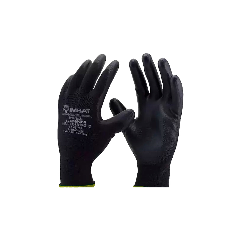 LUVA POLIESTER IMBAT PU PRETO 10
