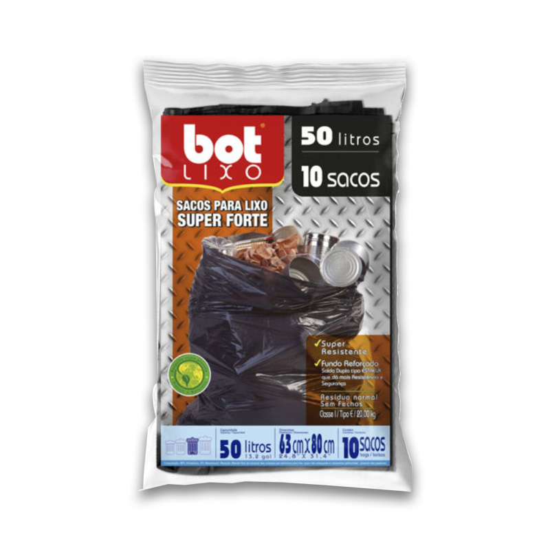 SACO P/LIXO SUP.FORTE PR. 50L C/10
