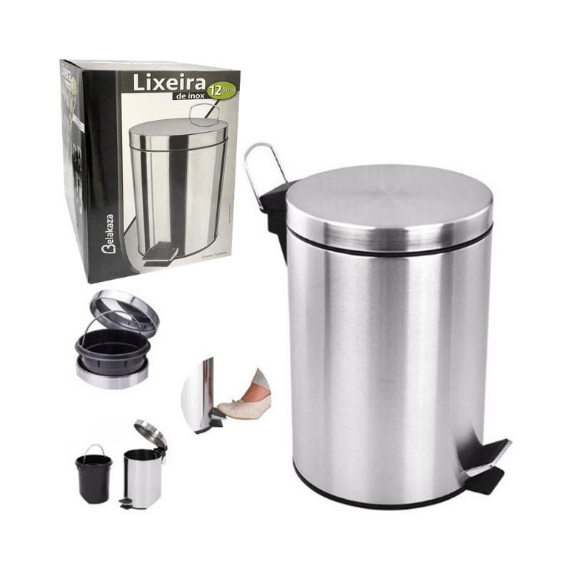 LIXEIRA INOX C/PED.12LT-BK5012