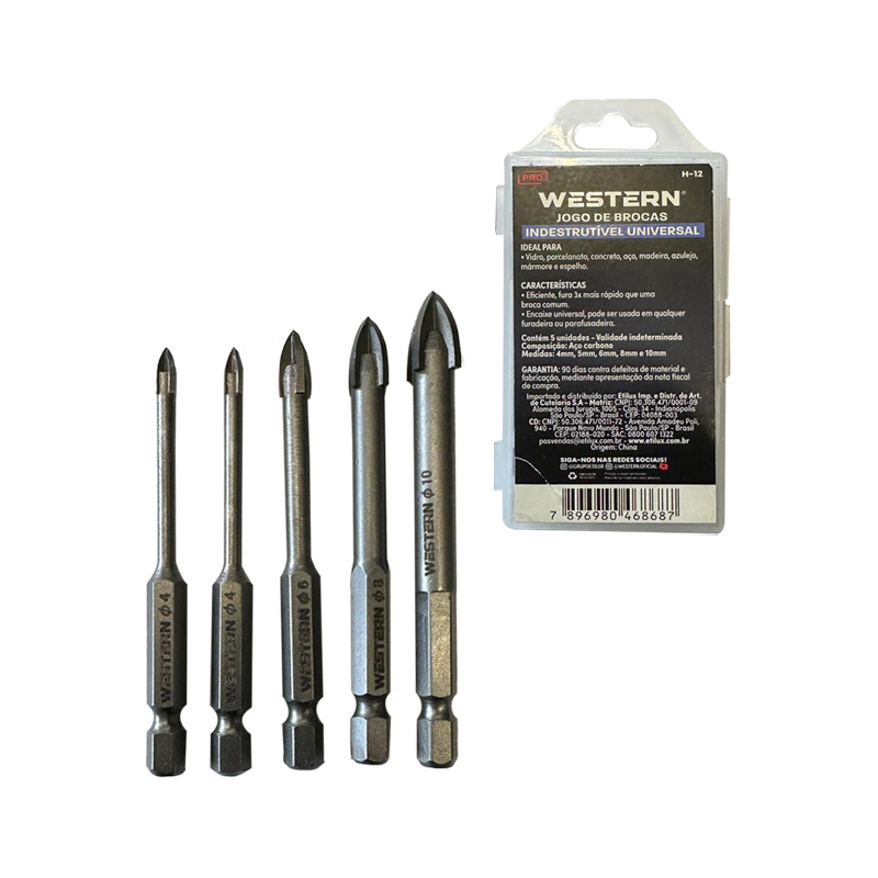 BROCA P/VIDRO WESTERN 04A10MM SEXT