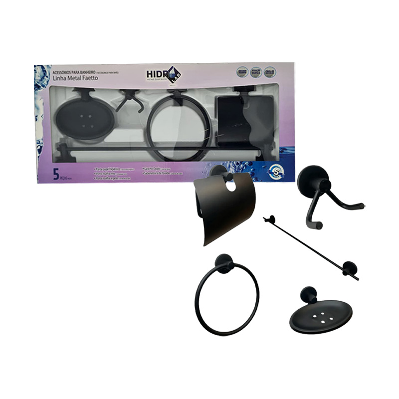 KIT ACES.P/WC HIDROLAR PRETO 5PC