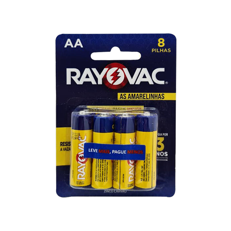 PILHA RAYOVAC ZINC PQ L+/P- C/8