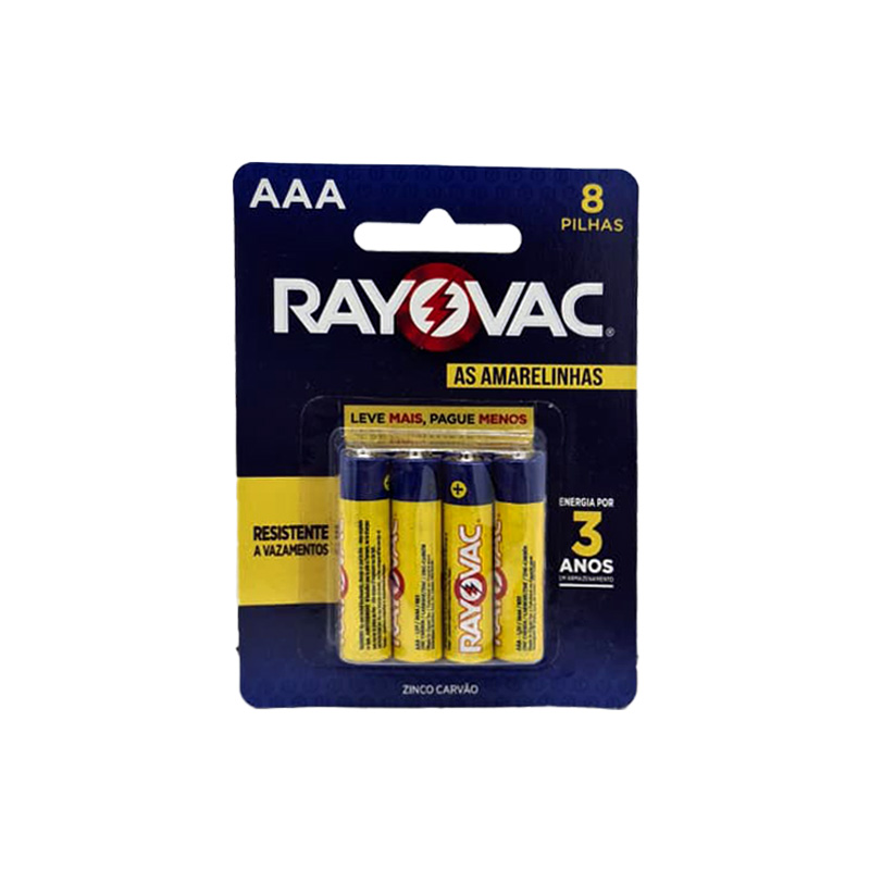 PILHA RAYOVAC ZINC PALITO L+/P- C/8