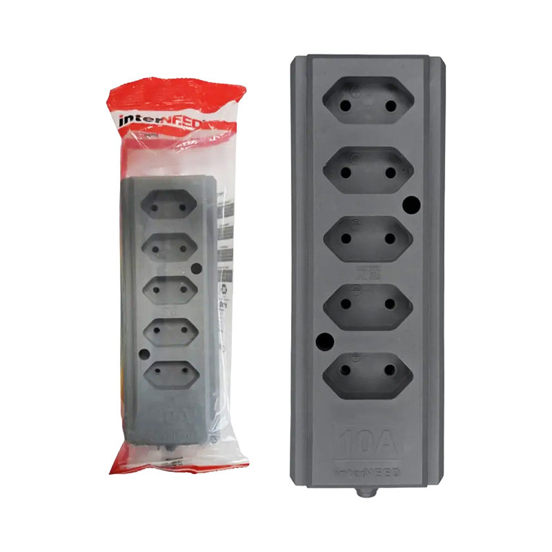 TOMADA BARRA INTERNEED 10A 5T.CINZA