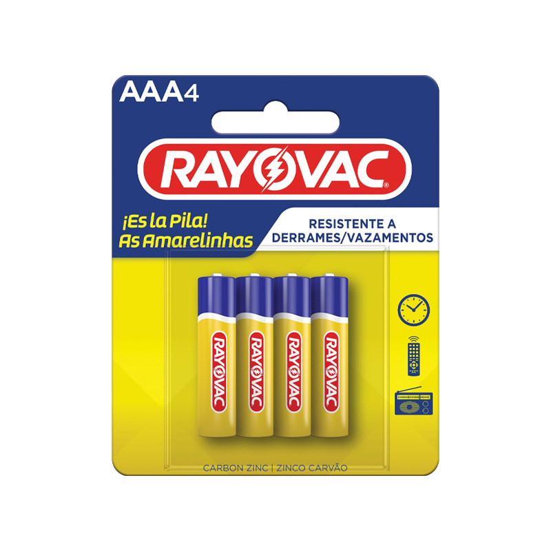 PILHA RAYOVAC AMARELA  PALITO  C/4